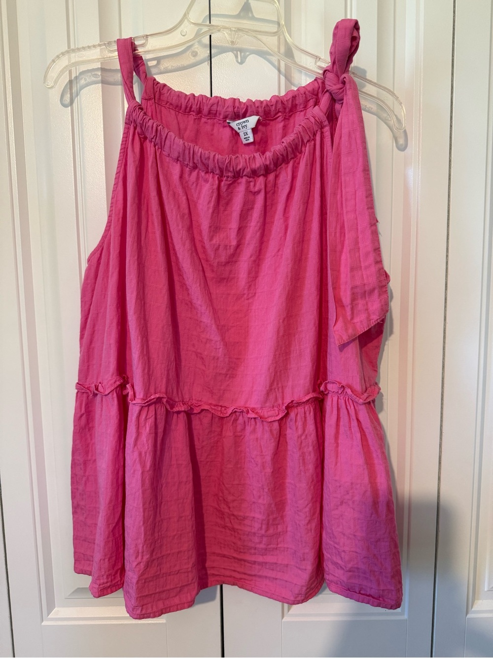 crown & ivy Pink Tiered Tie-Strap Tank